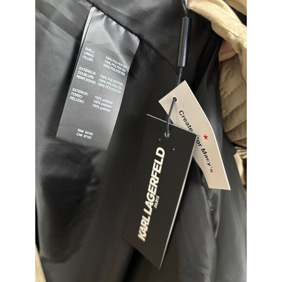 Karl Lagerfeld Paris Women's Hooded Quilted Anorak Coat Medium Sand (Beige) NWTs - Picture 7 of 8